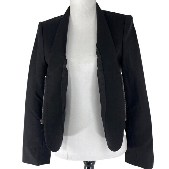 Anne Klein NWT Black Collarless Long‎ Sleeve Career Minimalist Blazer 8/C38 - Picture 2 of 10